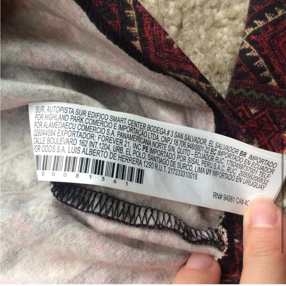 Fall Autumn Style Burgundy & Orange Long Sleeve Crop Top - Vintage Forever 21 - Picture 7 of 8